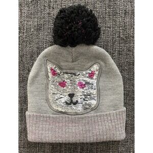 Canadian Weather Gear Sock Hat Trendy Sequined Cat Logo Size 7-16